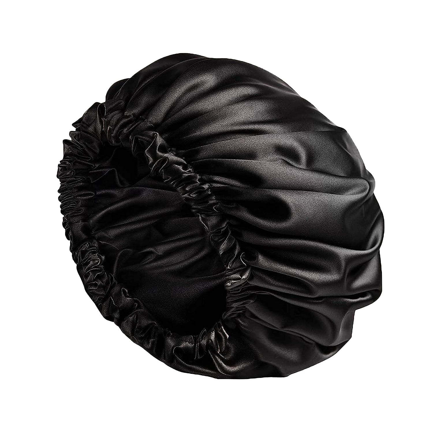 Luxury Satin Silk Bonnet for Hair with 3 Scrunchies - Reversible Sleeping Cap for Curly & Natural Hair - Black | Perfect for Nighttime Hair Protection & Styling