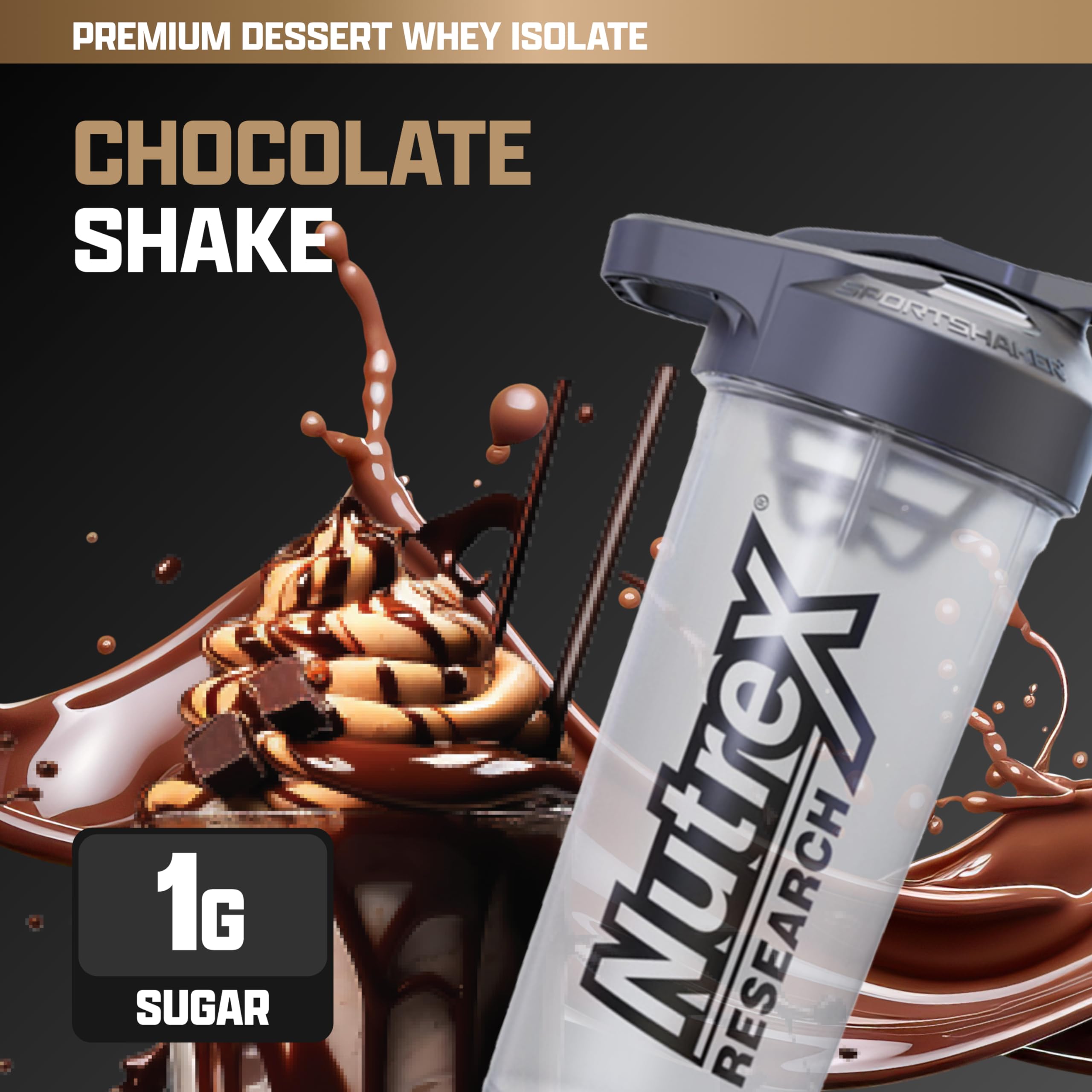 Nutrex Research IsoFit Chocolate Whey Isolate Protein Powder - 100% Pure Whey Protein Isolate for Muscle Recovery & Growth | Fast Absorbing, Easy Digesting with High EAAs | Chocolate Shake Flavor (2lbs, 30 Servings) | Perfect for Post-Workout Recovery, Meal Replacement & Healthy Snacking