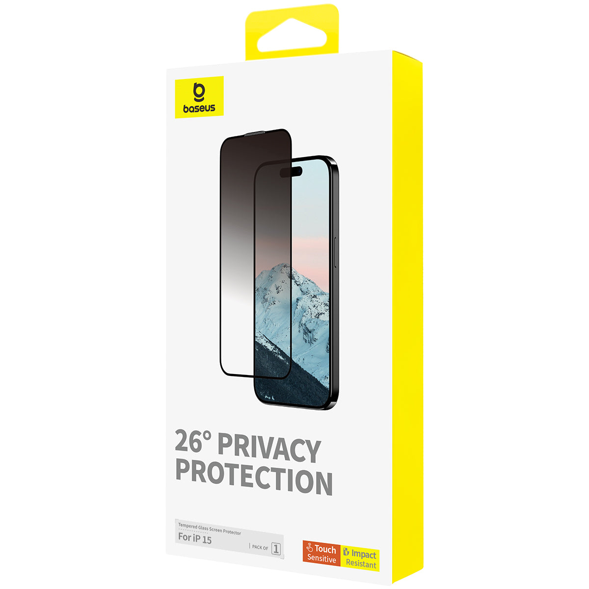 Baseus Diamond Series Privacy Screen Protector for iPhone 15 - Anti-Spy Tempered Glass with HD Clarity | Perfect for Office, Banking & Personal Data Protection