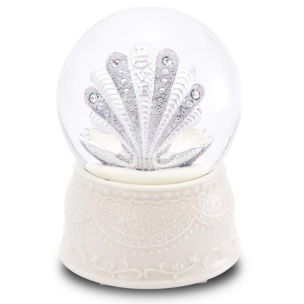 Crystal Music Box with Pearl Snowflake Sequins - Elegant White Musical Gift for Girlfriend, Little Girls - Perfect for Birthdays, Anniversaries & Home Decor