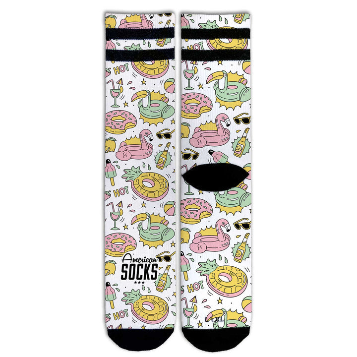 American Socks Signature Mid High Socks for Women & Men - Comfortable Pool Party Crew Socks for Swimming, Beach & Summer Activities