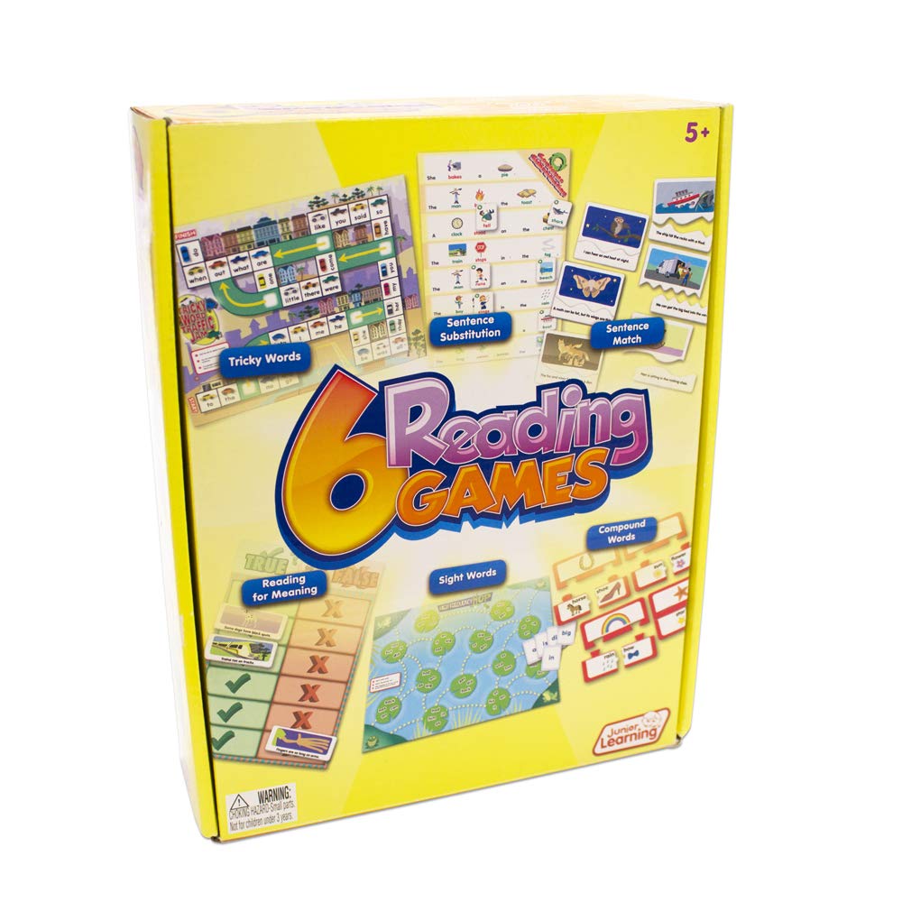 Junior Learning 6 Reading Games for Kids - Fun Educational Phonics & Sight Words Board Games - Perfect for Classroom, Homeschool & Family Game Night