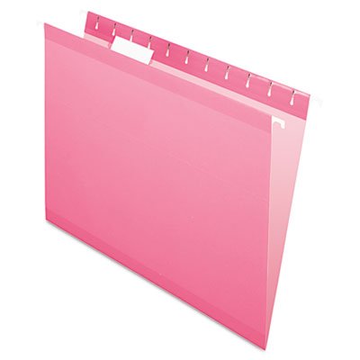 Reinforced Hanging Folders with 1/5 Tab - Letter Size, Pink (25/Box) - Perfect for Office Organization & File Storage