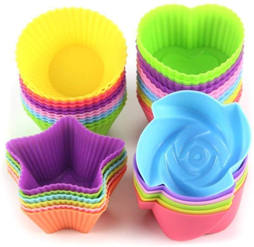 24PCS Silicone Baking Cups - Nonstick Reusable Cupcake, Muffin & Donut Liners - BPA-Free Pastry Molds for Baking, Party Desserts & Kitchen Supplies - Perfect for Home Baking, Birthday Parties & Holiday Treats