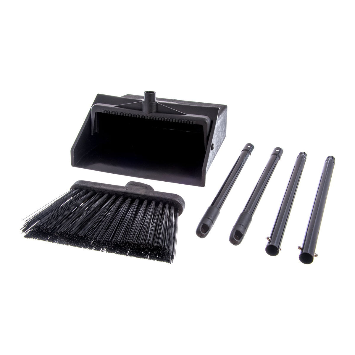 Carlisle 36141503 Duo Pan Lobby Pan & Sweep Broom Combo Set - 36 Inch Black Commercial Cleaning Tools for Floors, Hallways, and Large Areas - Ideal for Hotels, Offices, and Schools