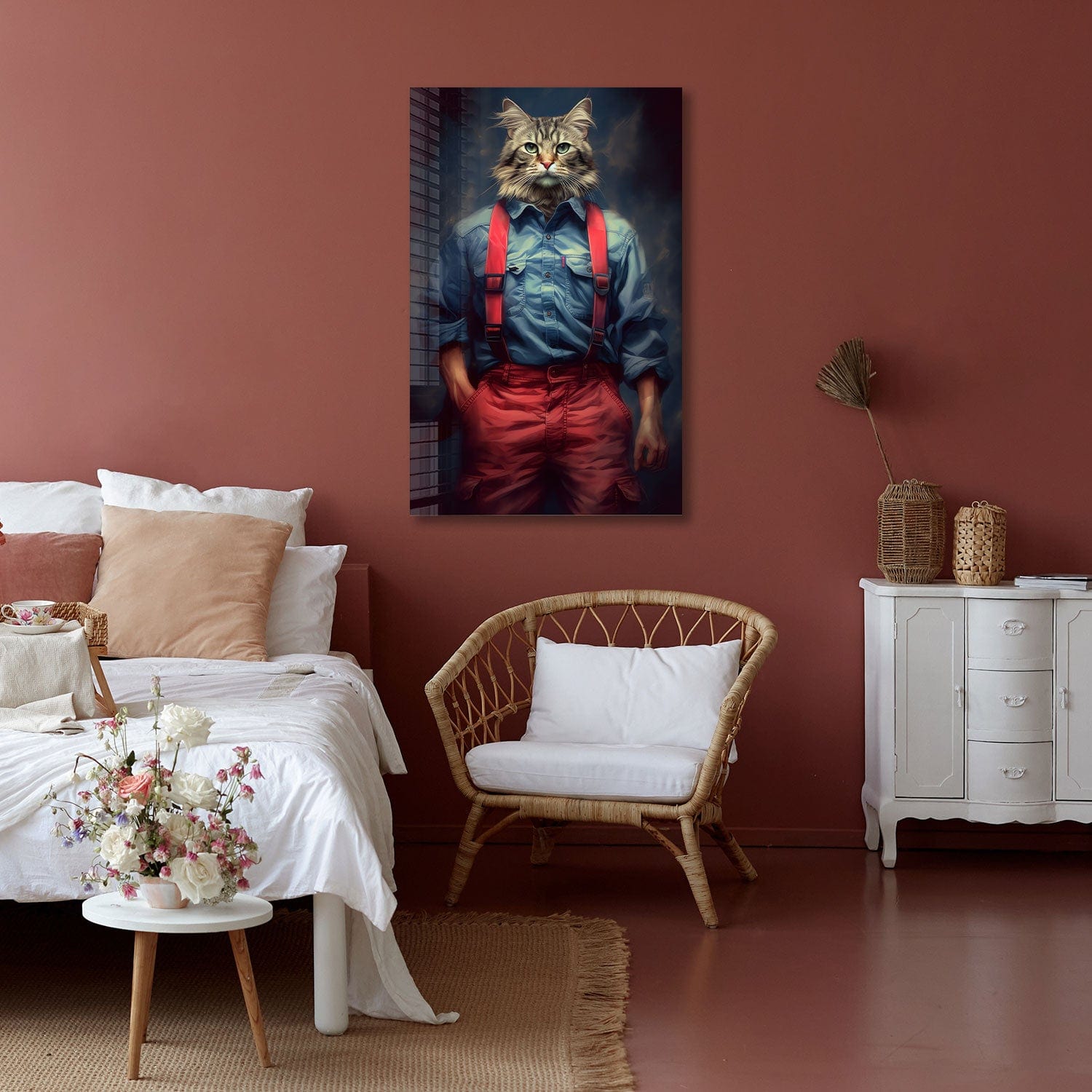 Mr. Cat Premium Tempered Glass Wall Art - Elegant Home Decor for Living Room, Bedroom & Office