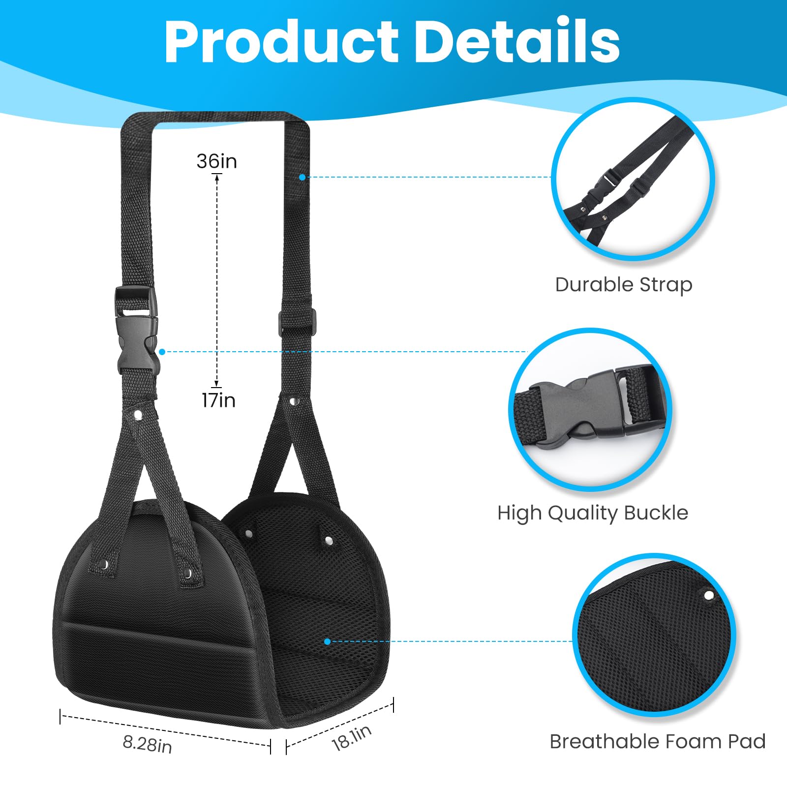 CELYST 2-Pack Airplane Foot Hammock for Travel - Portable Memory Foam Foot Rest for Long Flights, Kids & Adults - Perfect for Airplane, Office Desk & Home Use (Black+Black) | Travel Essentials & Comfort Accessories