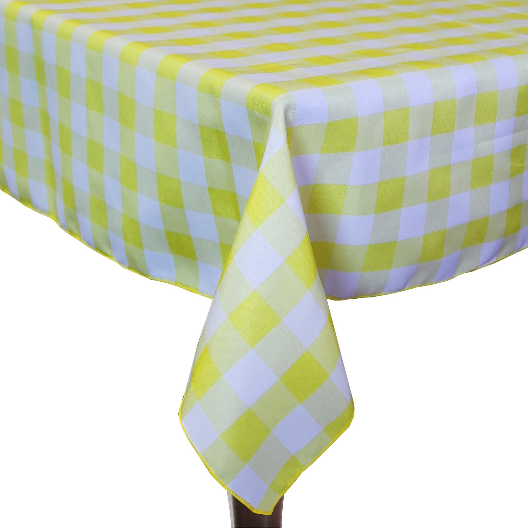 3-Pack 60 x 120 Inch Rectangular Polyester Gingham Checkered Tablecloth - Lemon & White - Washable & Wrinkle-Resistant for Picnics, Parties & Outdoor Dining