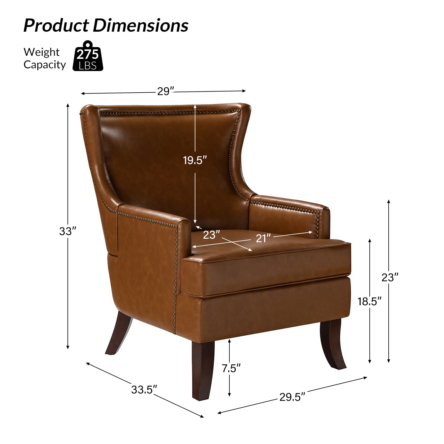 Mid Century Modern Vegan Leather Accent Armchair - Aurelia Stylish Lounge Chair for Living Room, Office & Reading Nook