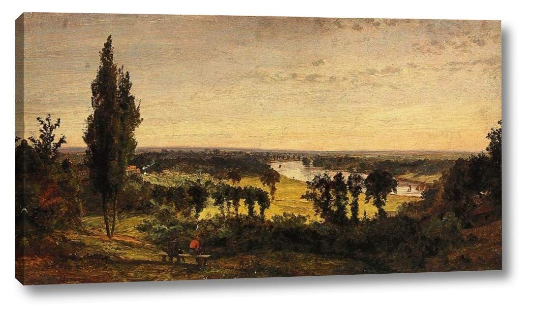 Jasper Francis Cropsey Richmond Hill and The Thames London 13x24 Inch Gallery Wrap Canvas Art Print - Ready to Hang Wall Decor for Living Room, Bedroom or Office