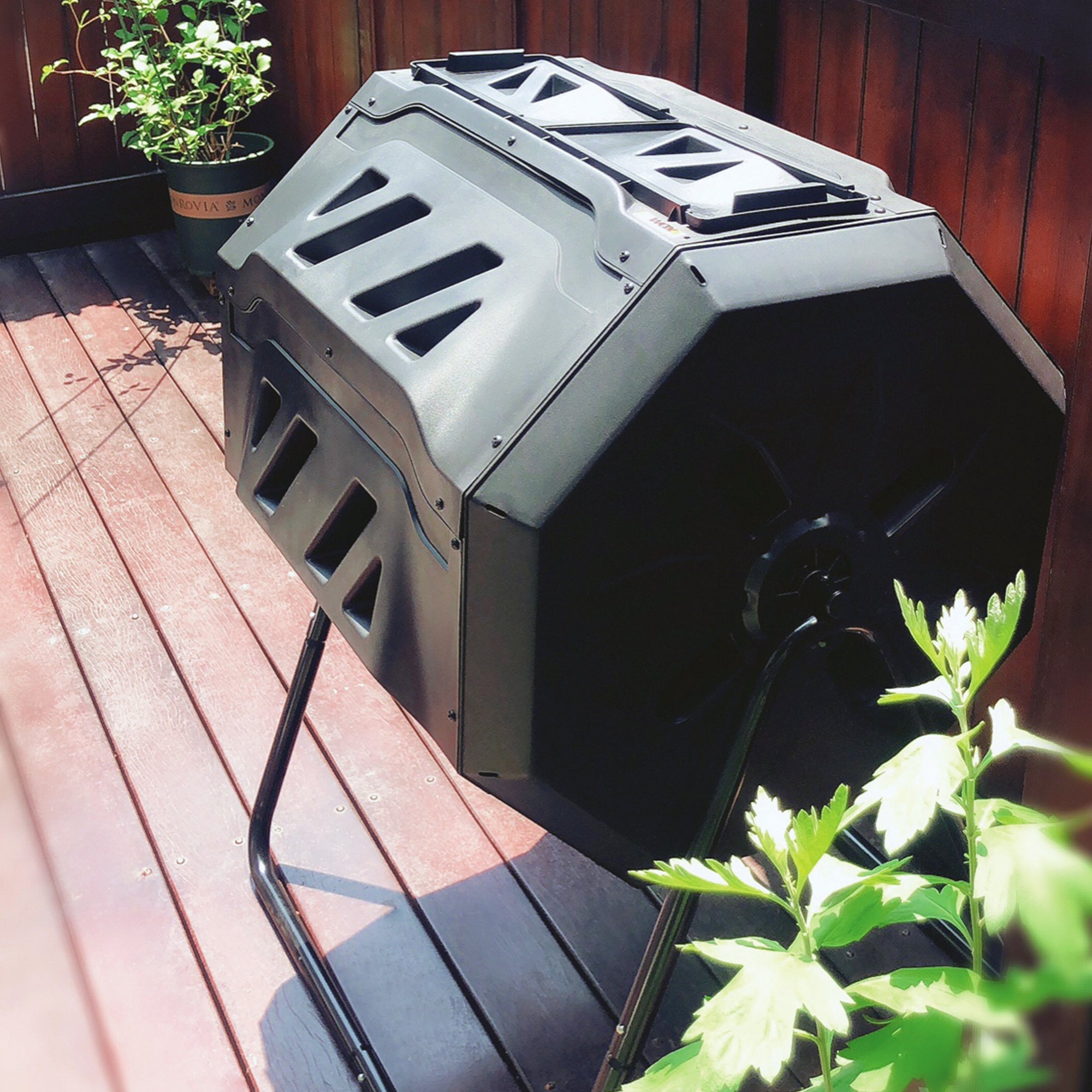 Koolscapes 42 Gal (160L) Dual Chamber Tumbling Composter - Black Outdoor Rotating Compost Bin with Steel Frame, Heavy Duty Recycled Plastic for Backyard, Garden & Organic Waste | Perfect for Composting Kitchen Scraps, Yard Waste & Creating Nutrient-Rich Soil for Vegetable Gardens
