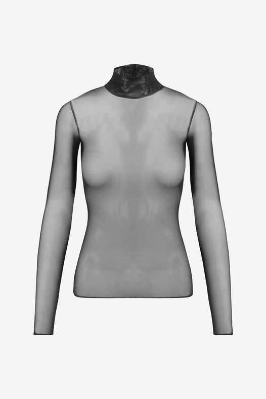 Commando Chic Mesh Long Sleeve Turtleneck Top for Women - Sexy See-Through Layering Shirt - Perfect for Club, Party & Date Night Outfits