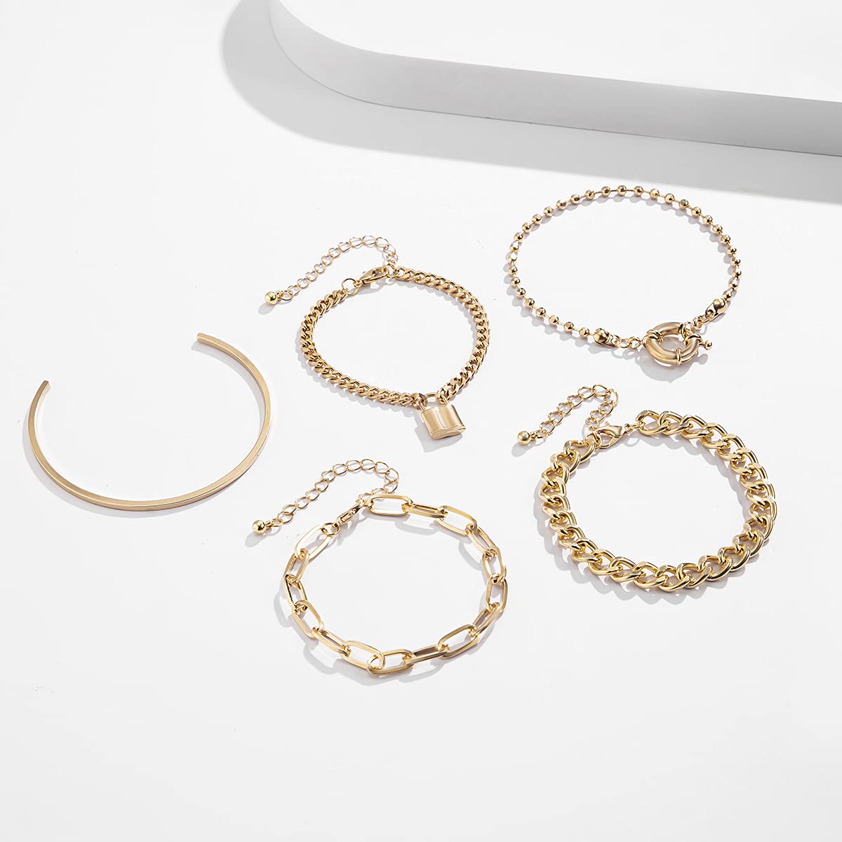 Stylish Cuban Link Bracelets for Women - Thin Open Cuff, Paperclip & Ball Chain Bracelet Set | Trendy Beaded Jewelry Gift for Girls | Perfect for Parties, Dating & Everyday Wear