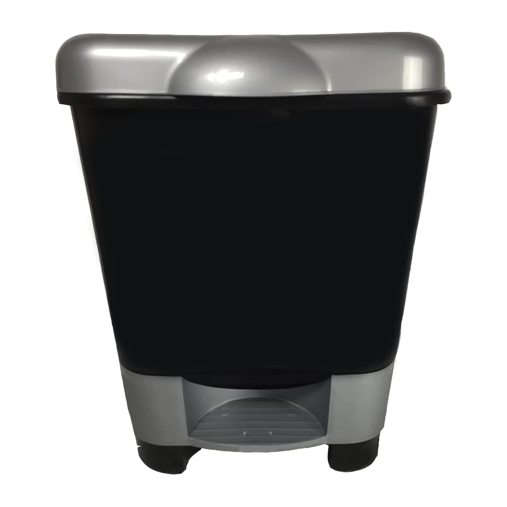 Elly Décor 2.6 Gallon Step-On Trash Can with Lid - 10L Durable Plastic Waste Bin for Kitchen, Office, Home & Under Desk - Black | Perfect for Small Spaces, Bathrooms & Home Organization