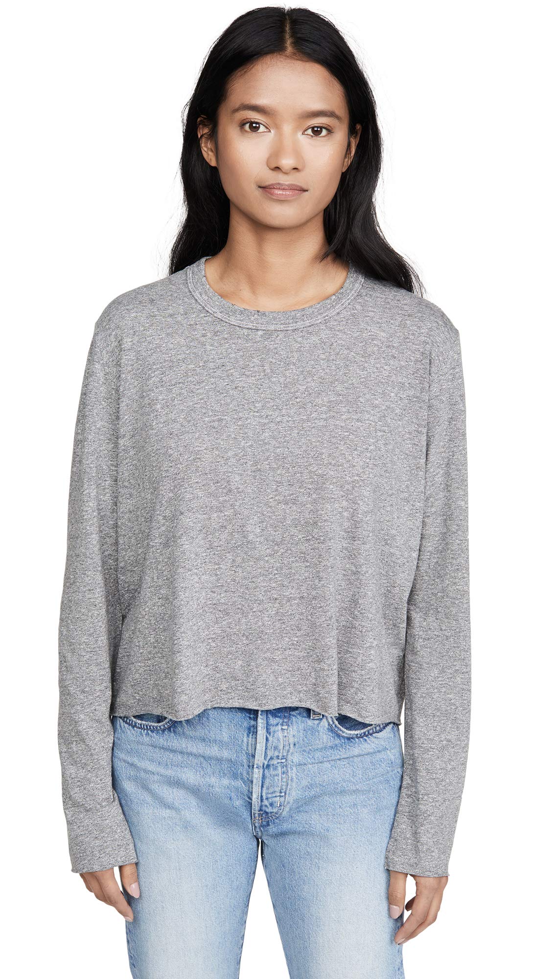 THE GREAT. Women's Long Sleeve Crop Top T-Shirt - Soft Casual Tee for Layering, Workouts & Everyday Wear