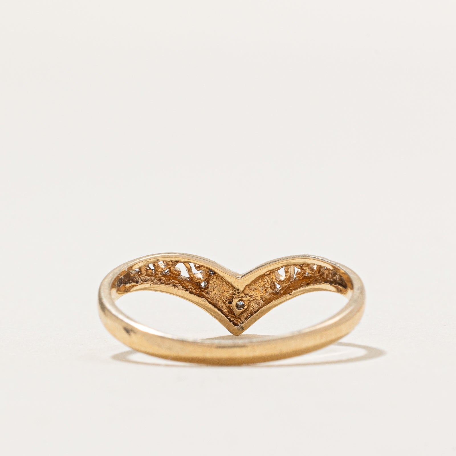 0.004ct Diamond Chevron Ring for Women - Size 6.25 - Elegant Stackable Band for Everyday Wear & Special Occasions
