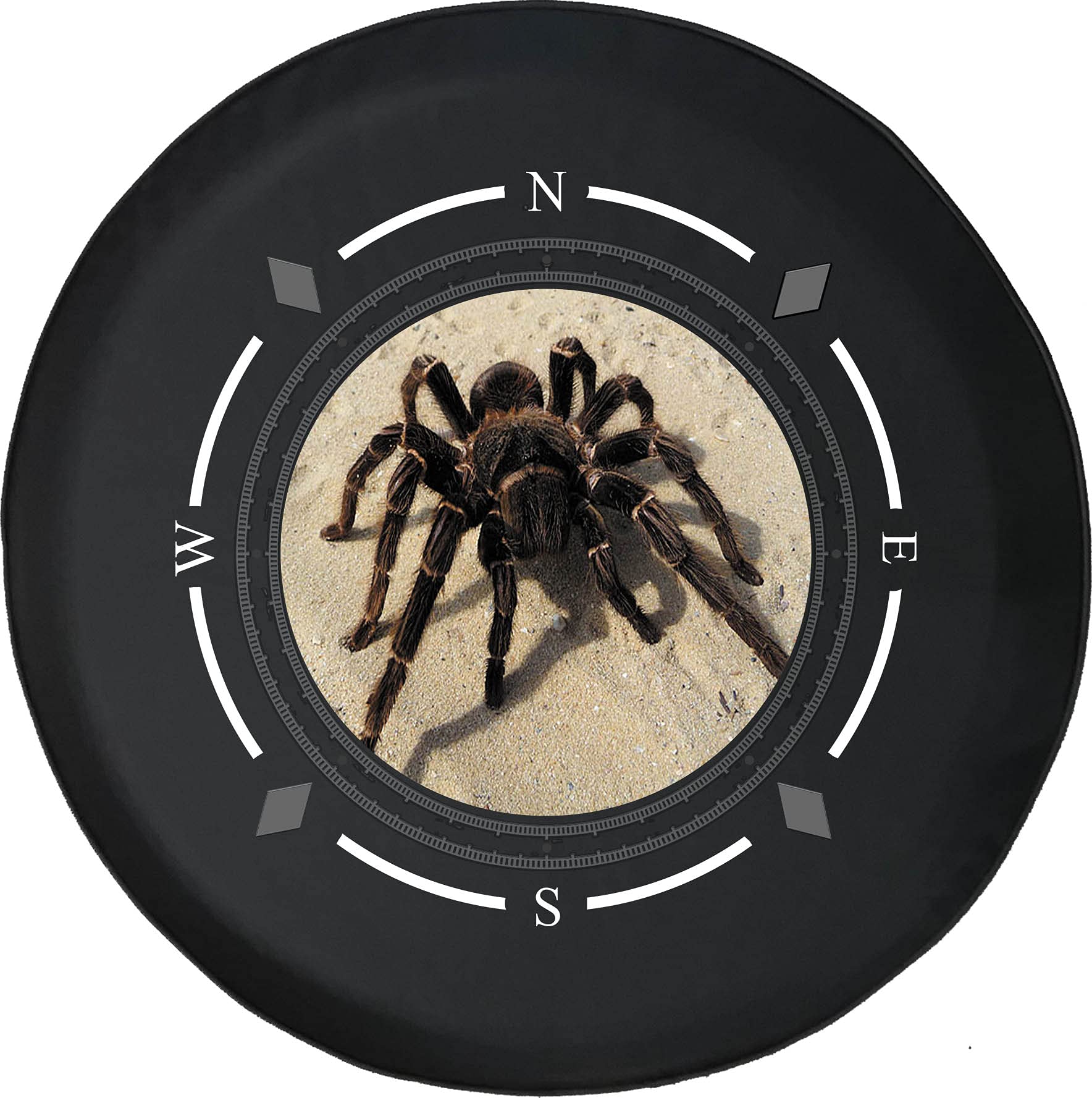 American Unlimited Spare Tire Cover with Compass & Tarantula Spider Design - Universal Fit for SUV, Trailer, RV & Most Vehicles - Perfect for Off-Road Adventures & Outdoor Camping