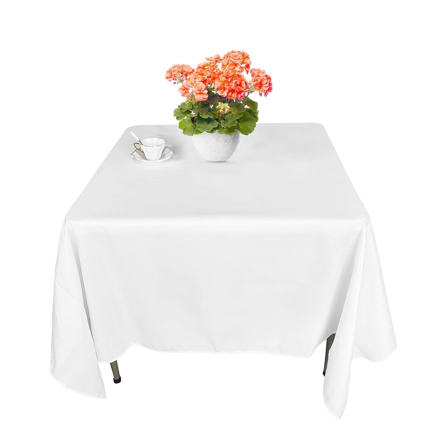Premium White Square Tablecloth 70x70 Inch - Washable Polyester Linen Fabric Table Cover for Indoor & Outdoor Use - Perfect for Dinner Parties, Weddings, Birthday Celebrations, Anniversary Events (Pack of 10) - Ideal for Restaurant, Banquet Hall, and Home Dining Decor