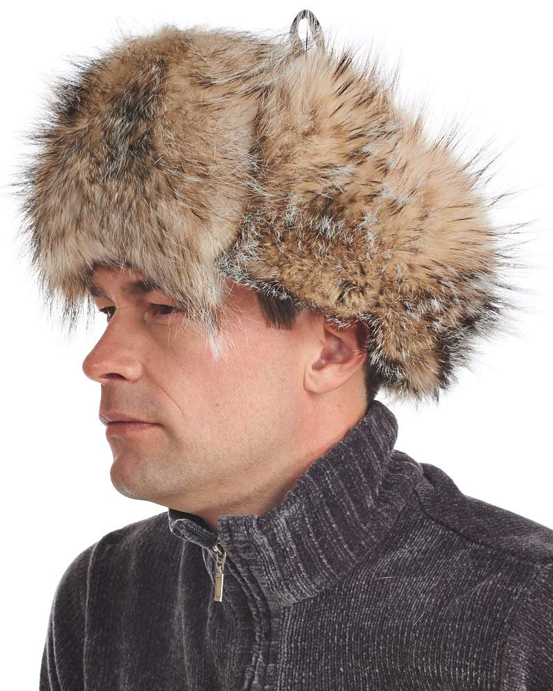 Premium Badger Fur Trapper Hat - Warm Winter Hunting & Outdoor Hat for Men - Cozy Fur-Lined Ear Flaps - Ideal for Cold Weather, Camping, and Snow Activities