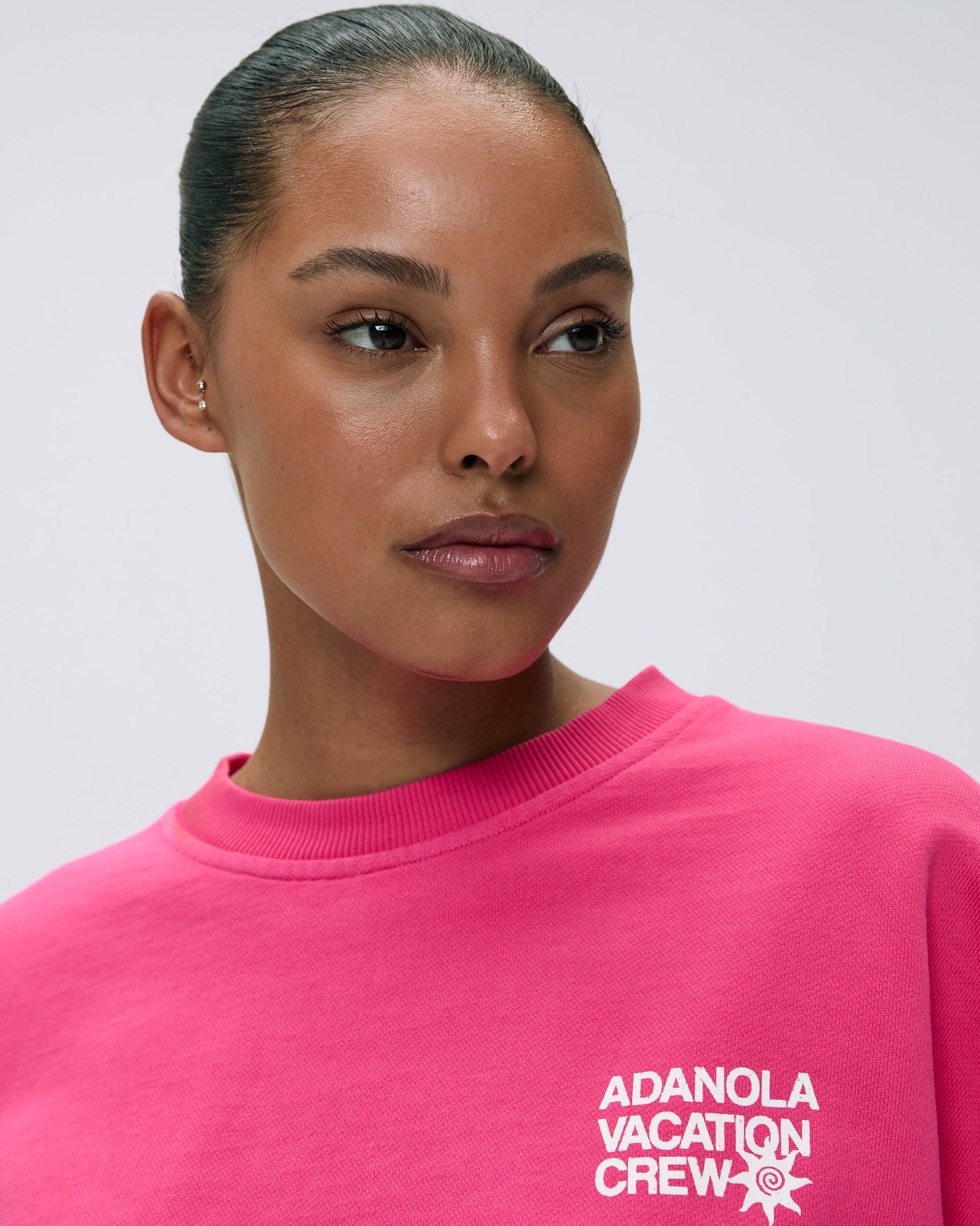 Oversized Vacation Sweatshirt for Women - Hot Pink & Marshmallow White | Cozy Loungewear for Travel, Casual Outings & Relaxing at Home