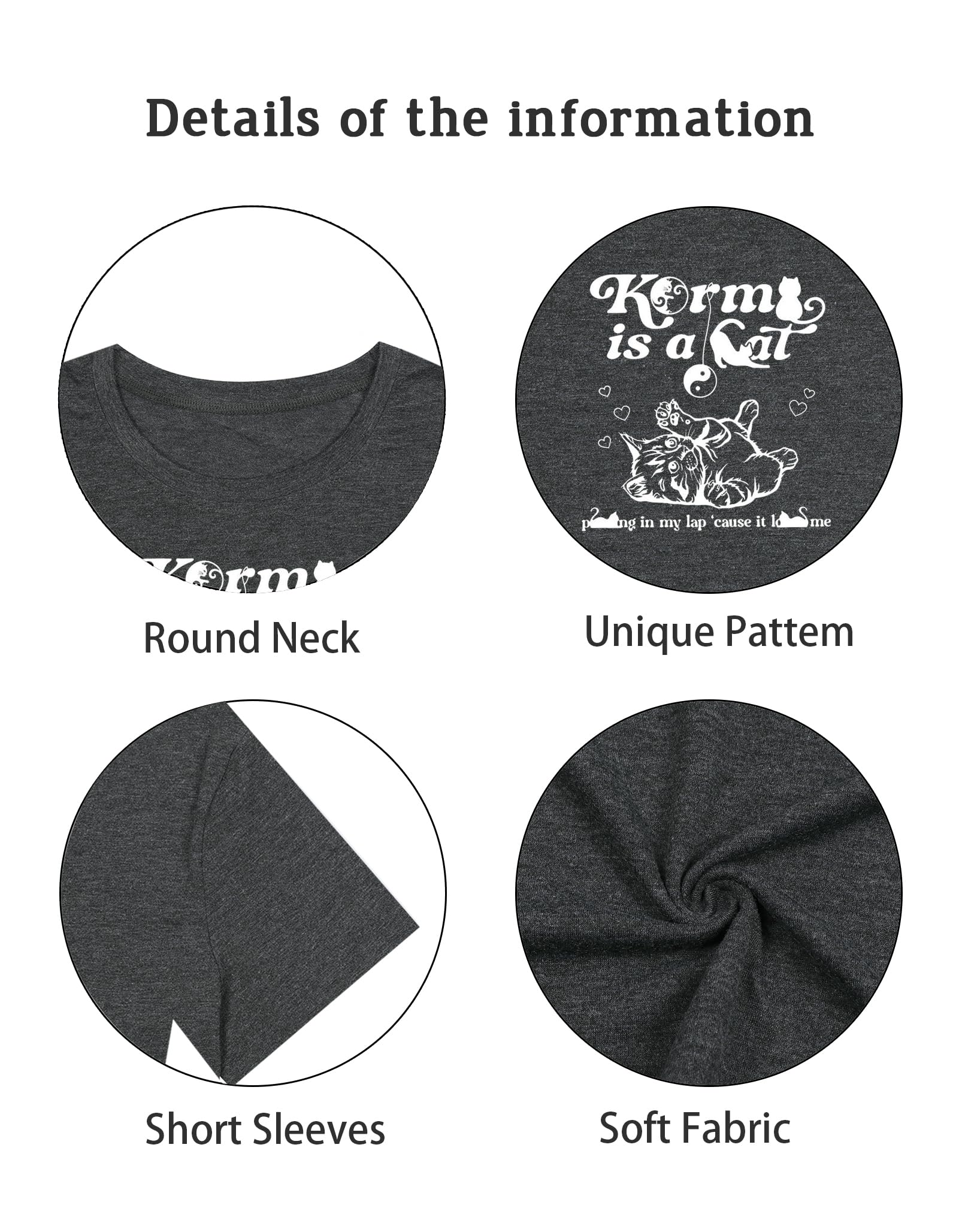 Women's Cute Cat Lover Graphic T-Shirt - Music Fan Country Concert Outfit with Letter Print - Casual Tee Tops for Cat Owners & Music Lovers (Perfect for Concerts, Casual Wear & Cat-Themed Events)