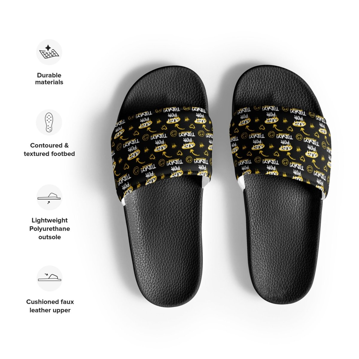 Just for Today Men's Graffiti Slides - Bold & Comfortable Street Style Sandals for Casual Wear, Beach, Pool, and Outdoor Activities