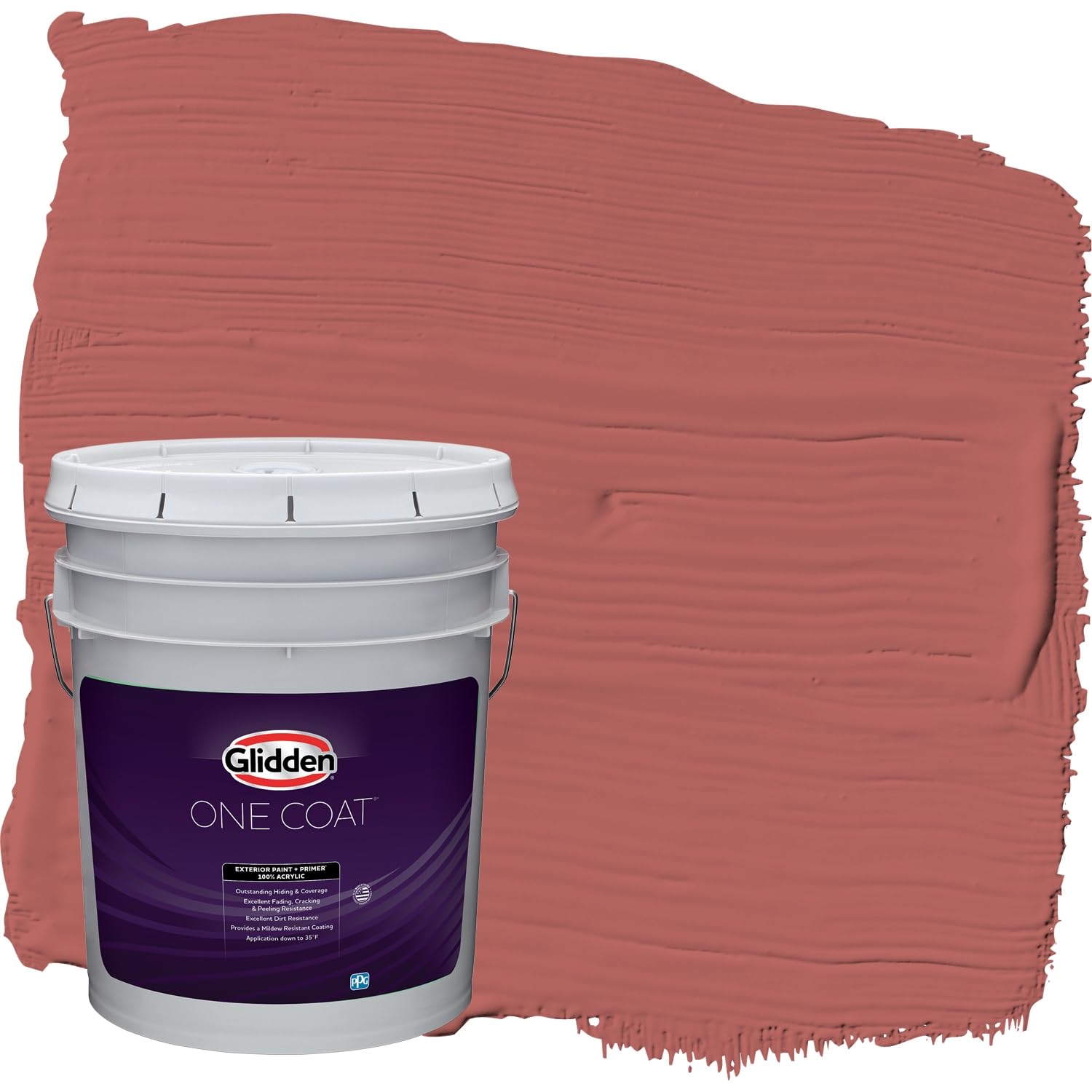 Glidden Exterior Paint and Primer in One - Sienna Red Flat Finish, 5-Gallon Bucket | One-Coat Coverage for Houses, Fences & Outdoor Projects