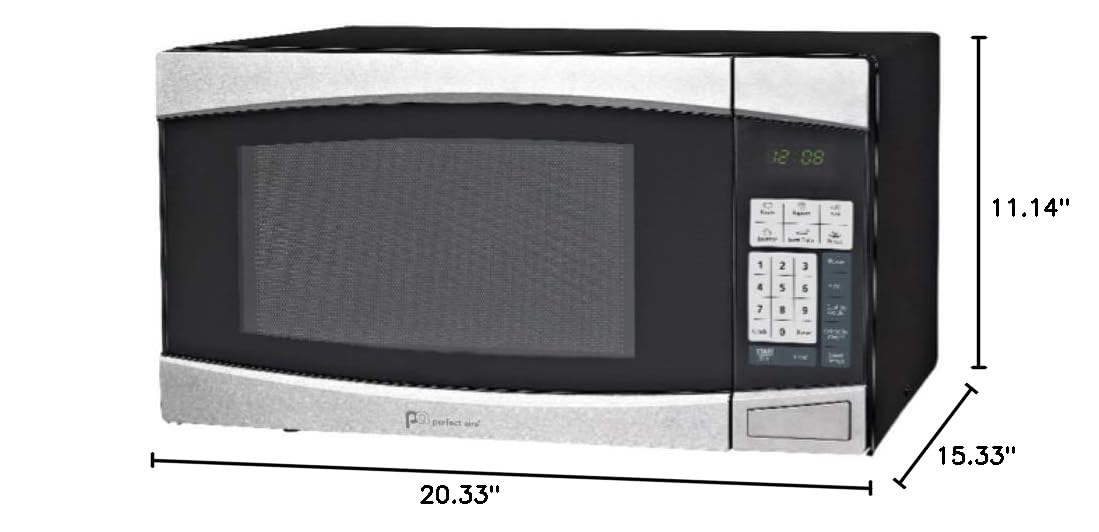 PerfectAire 1.4 cu. ft. Black and Silver 1000W Countertop Microwave Oven - Ideal for Small Kitchens, Dorms, and Office Break Rooms