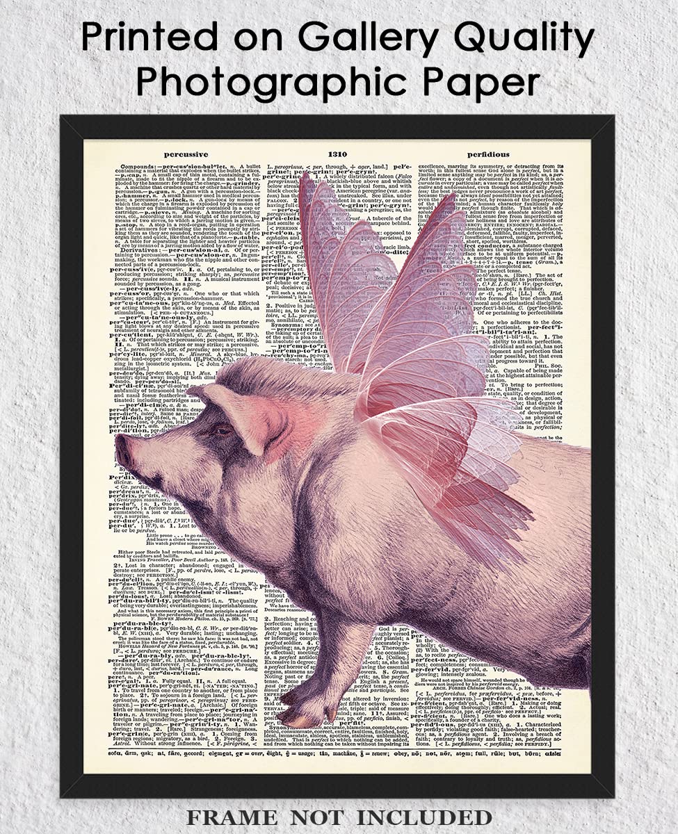 Whimsical Winged Pig Abstract Wall Art - Minimalist Aesthetic Boho Decor for Home, Office, Bedroom & Living Room - Unframed 8x10 Inch Poster | Perfect for Nursery, Dorm, Studio & Gift Giving