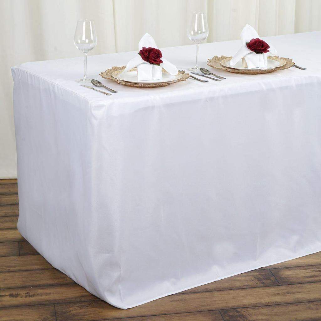 6 ft Polyester Tablecloth 72 x 30 Inches - Waterproof & Wrinkle-Resistant Rectangle Table Cover for Dining, Parties, and Events - Fits Standard 6 Foot Tables