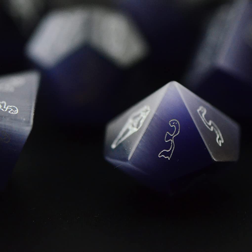 LANGWEI D&D Dice Set - 7-Piece Purple Opal Polyhedral Dice for Dungeons & Dragons, Pathfinder, RPG Tabletop Games | Perfect for TRPG Sessions, DND Campaigns & Fantasy Roleplaying Adventures