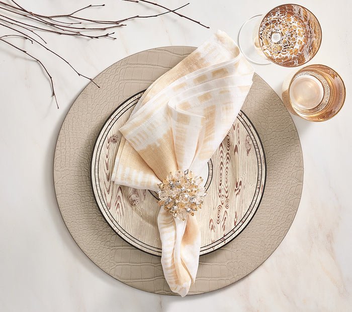 Premium Crocodile Embossed Placemats Set of 4 - Elegant Metallic Finish Table Mats for Dining, Kitchen, and Party Decor - Waterproof & Heat Resistant for Everyday Use