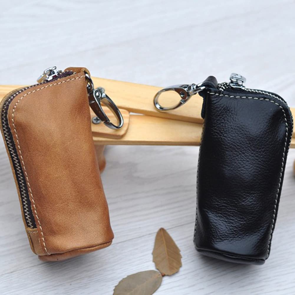 SEADEAR Leather Car Key Holder with Zipper Closure - Premium Smart Key Chain Case for Car Keys (Perfect for Key Organization & Protection)