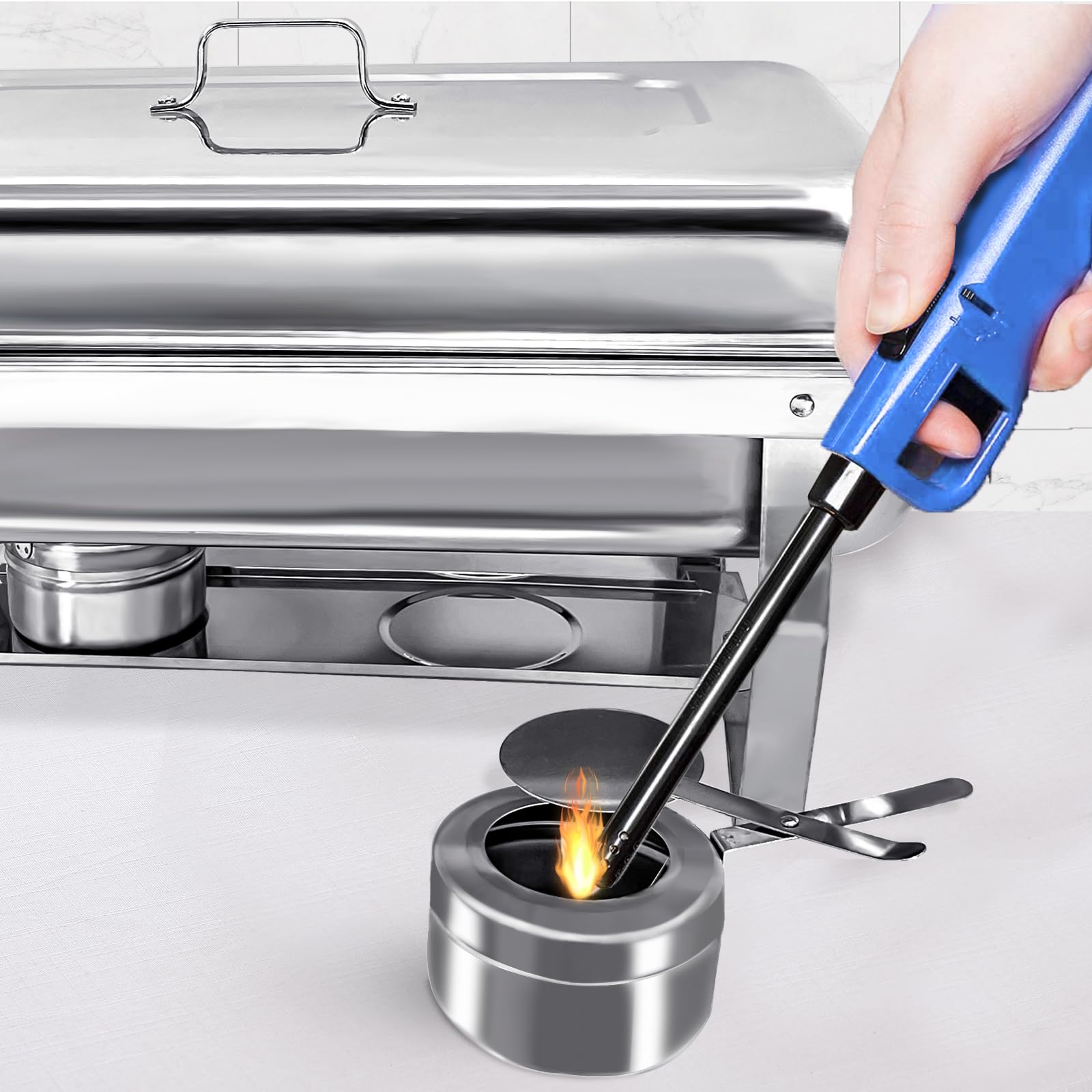 4-Pack Stainless Steel Buffet Chafing Dish Set - 8QT Food Warmer with Water Pan & Fuel Holders for Catering, Parties, Weddings, and Events - Perfect for Keeping Food Hot at Banquets, Buffets, and Large Gatherings