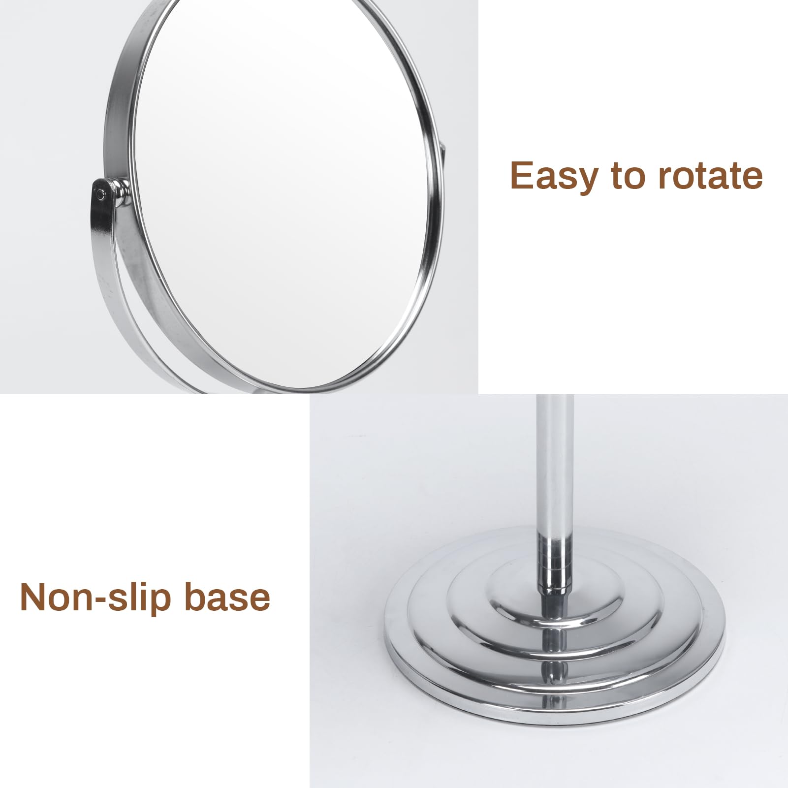 1X 3X Magnifying Makeup Mirror - 7 Inch Silver Vanity Mirror with Stand for Bathroom & Tabletop - Portable Double Sided Cosmetic Mirror for Precise Makeup Application, Eyebrow Shaping & Skincare Routine