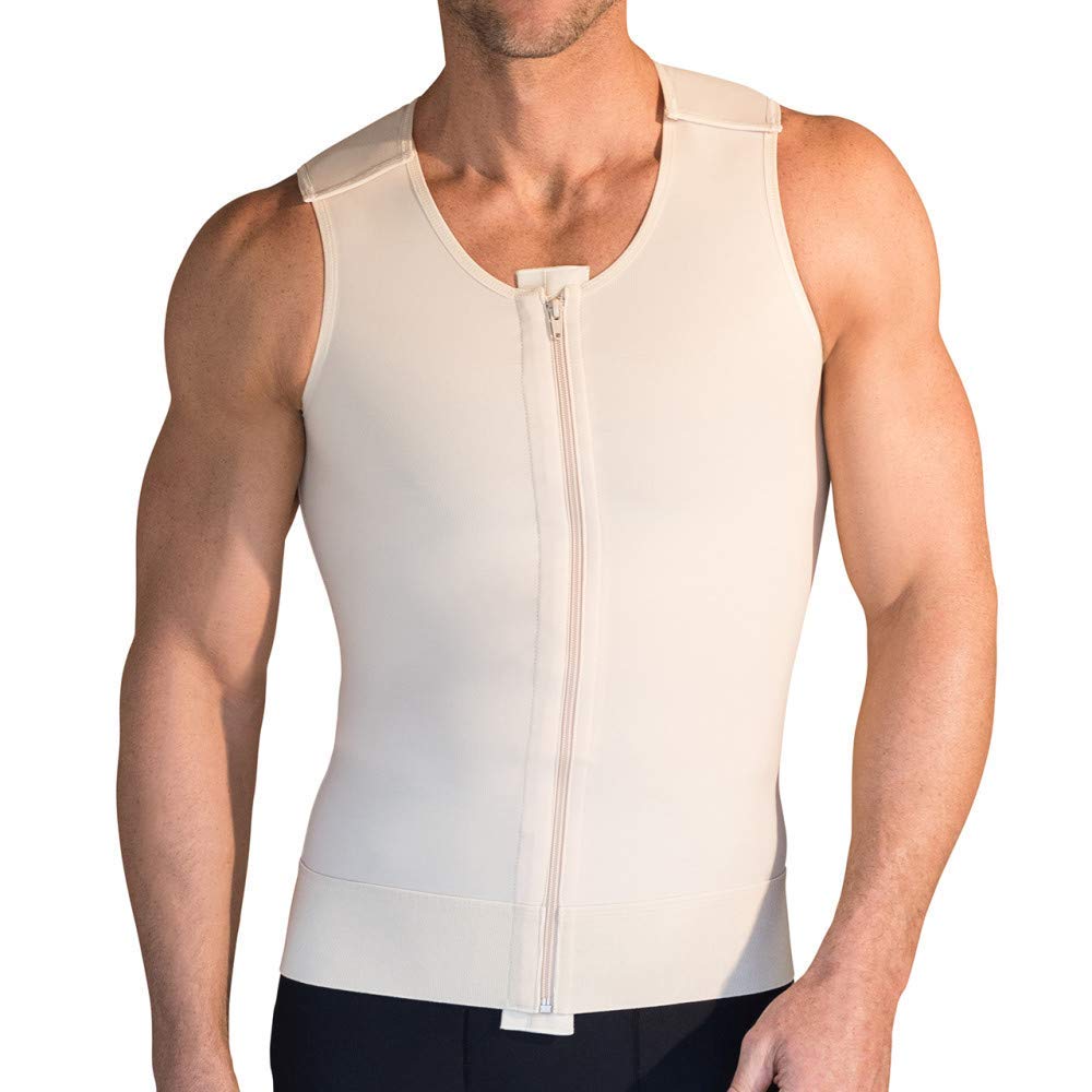 MARENA MV Stage 1 Men’s Adjustable Sleeveless Compression Vest – Post-Surgery Support Garment for Chest & Abdomen – Ideal for Liposuction, Gynecomastia & Weight Loss Recovery