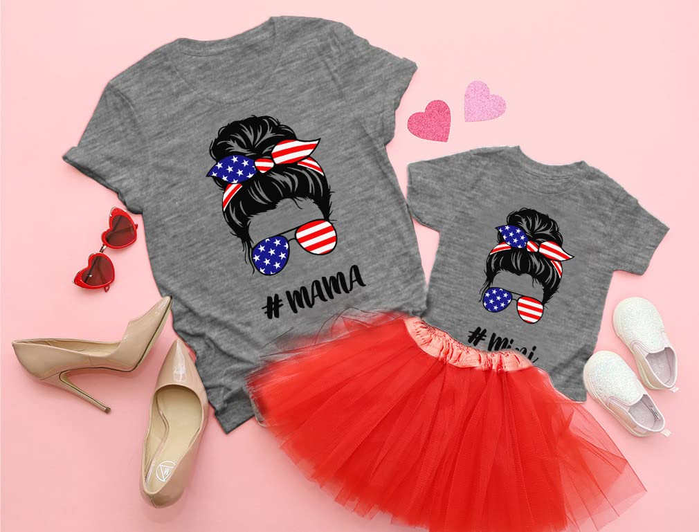 Matching Mother Daughter T-Shirts | Mommy and Me American Flag Print | Family Outfits for Holidays, Photos & Special Occasions