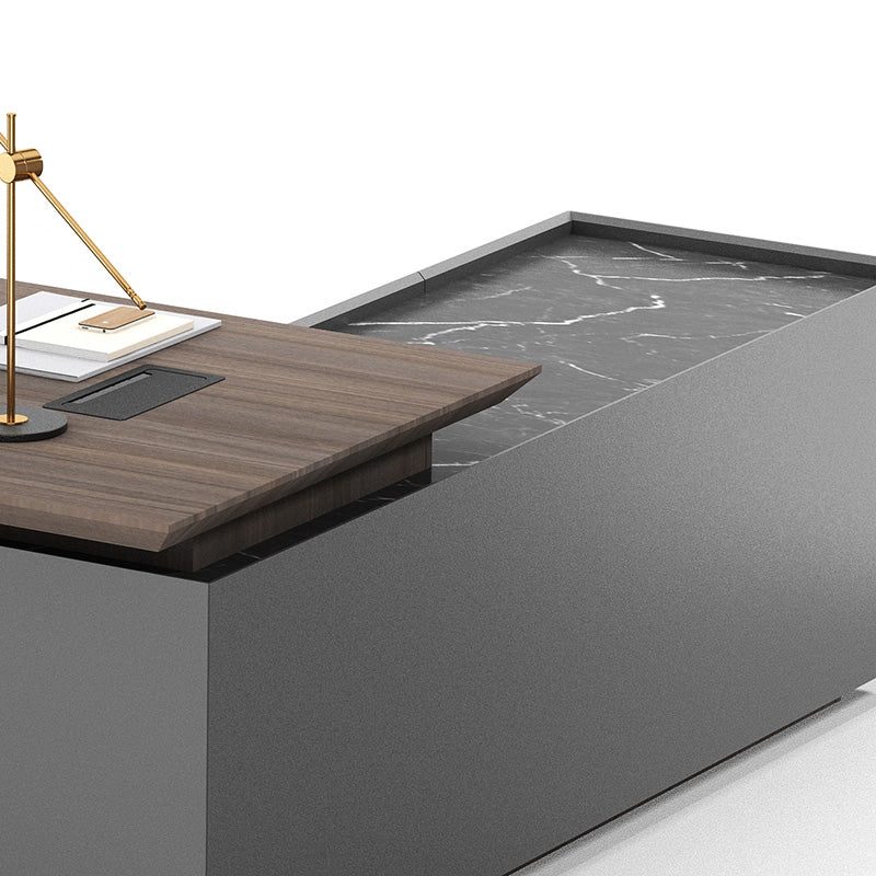 ARMANDO Executive Desk 220cm with Left Return in Hazelnut & Grey - Premium Office Furniture for Home & Business Workspaces