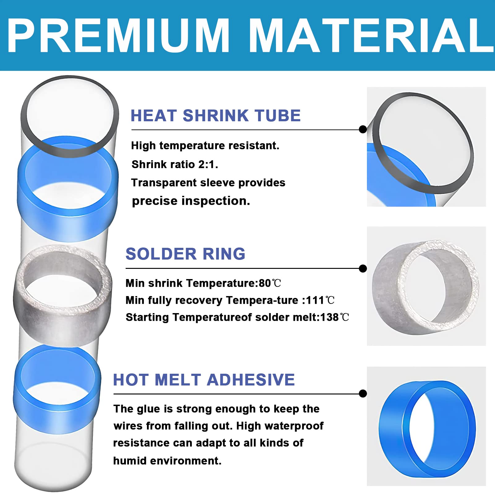 800PCS Solder Seal Wire Connectors - Self-Solder Heat Shrink Butt Connectors Kit, Waterproof Insulated Electrical Terminals for Marine, Automotive & Truck Wiring - DIY Electrical Repairs & Waterproof Wire Connections