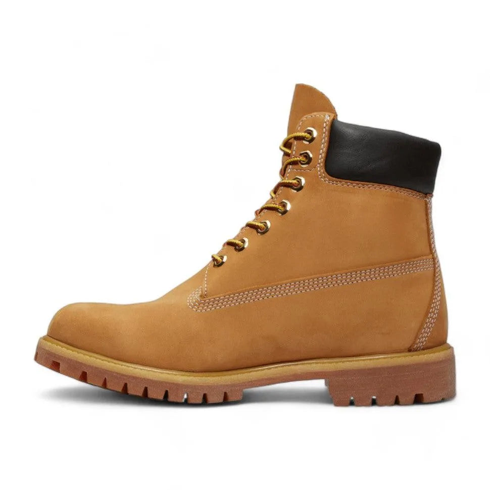 Timberland Premium 6 Inch Waterproof Boots for Men - Comfortable Beige Leather Hiking & Work Boots for Outdoor Adventures and Construction Sites
