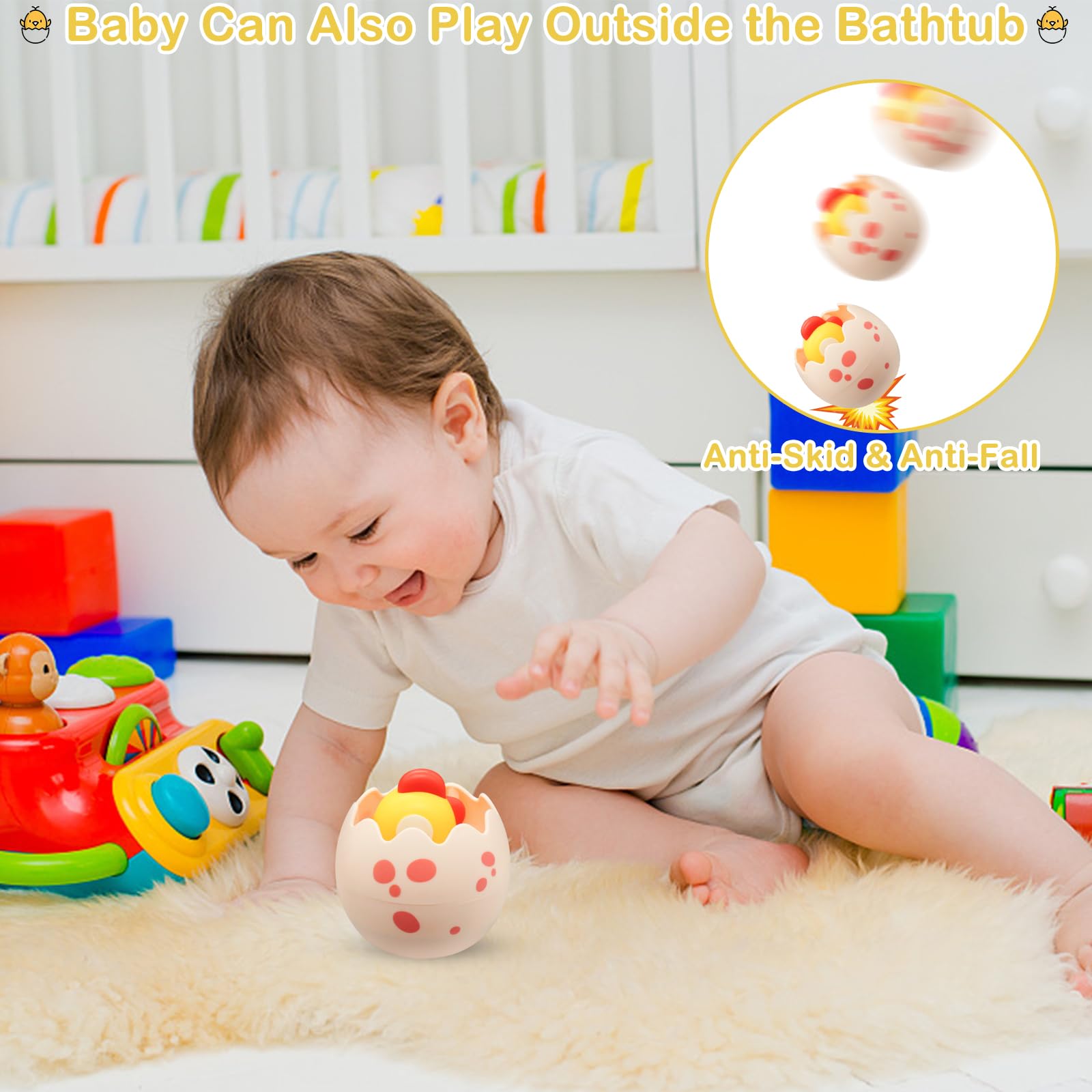 Easter Baby Basket Stuffers - Hatching Egg Bath Toys for Toddlers 1-3 Years Old - Easter Basket Fillers for Boys & Girls - Fun Bathtub & Pool Toys - Perfect Easter Gift for Infants & Toddlers (Great for Easter Celebrations, Bath Time Play & Swimming Pool Fun)