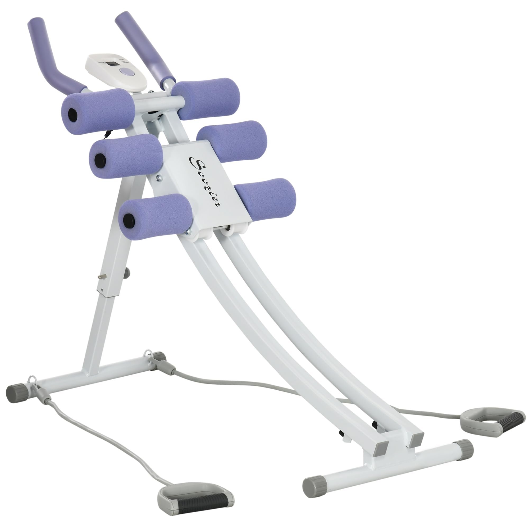 Soozier Foldable Ab Machine with Resistance Bands - Adjustable Ab Trainer for Core, Abs & Stomach Workouts - Perfect for Home Gym, Office & Fitness Enthusiasts