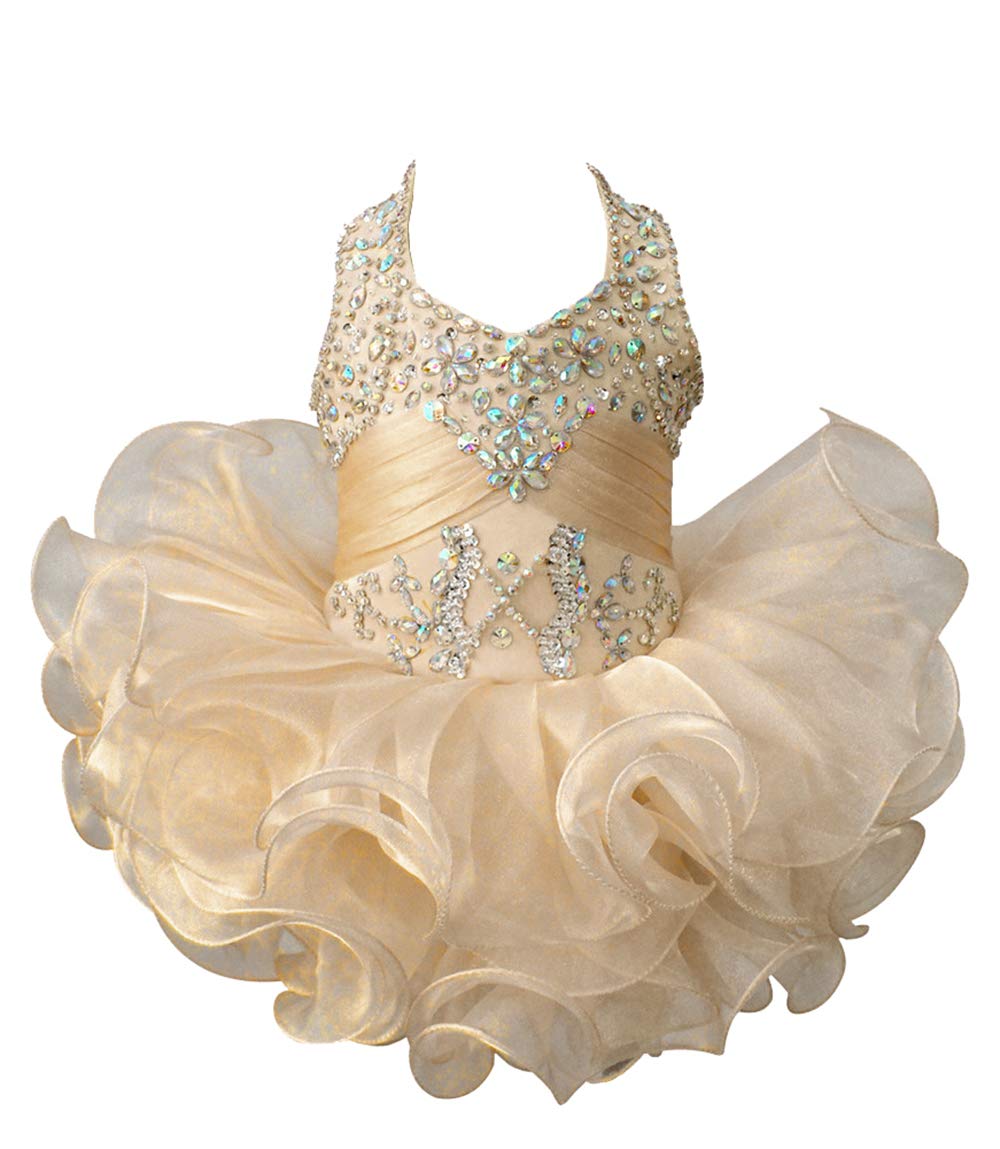 G.CHEN Baby Girls Halter Cupcake Pageant Dresses - Elegant National Infant Formal Wear for Toddler Beauty Contests, Birthday Parties & Special Occasions
