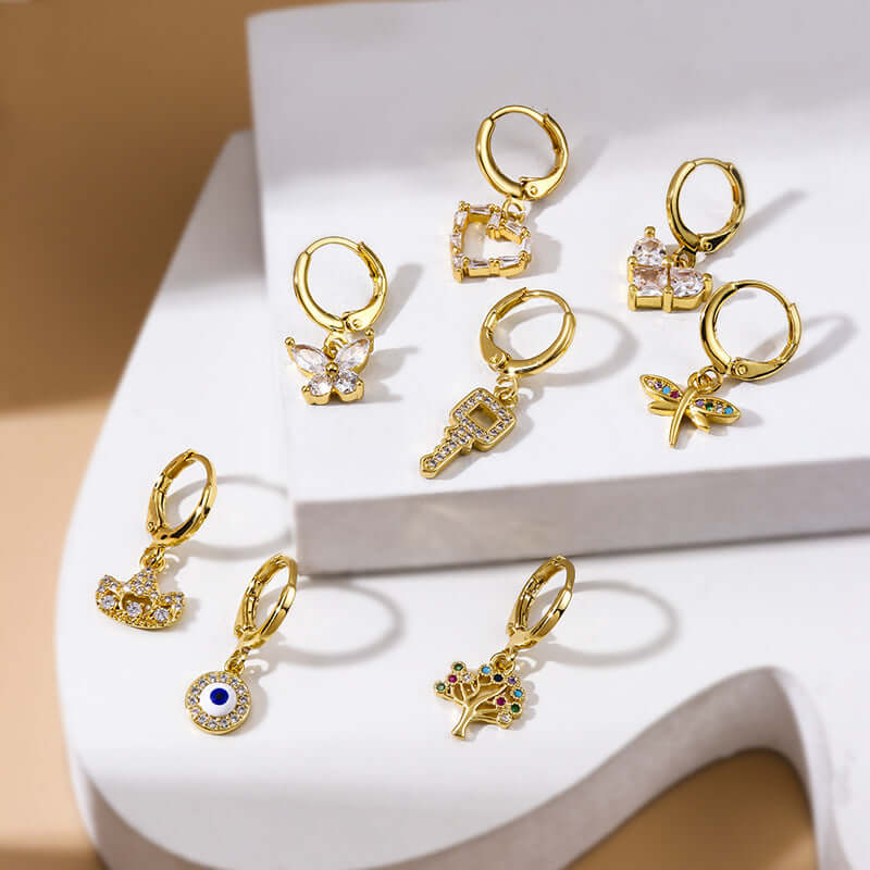 18K Gold Cartilage Huggie Hoop Earrings - Boho Butterfly Hoops for Women | Trendy Cartilage Earrings for Pierced Ears | Perfect for Everyday Wear, Parties & Boho Fashion