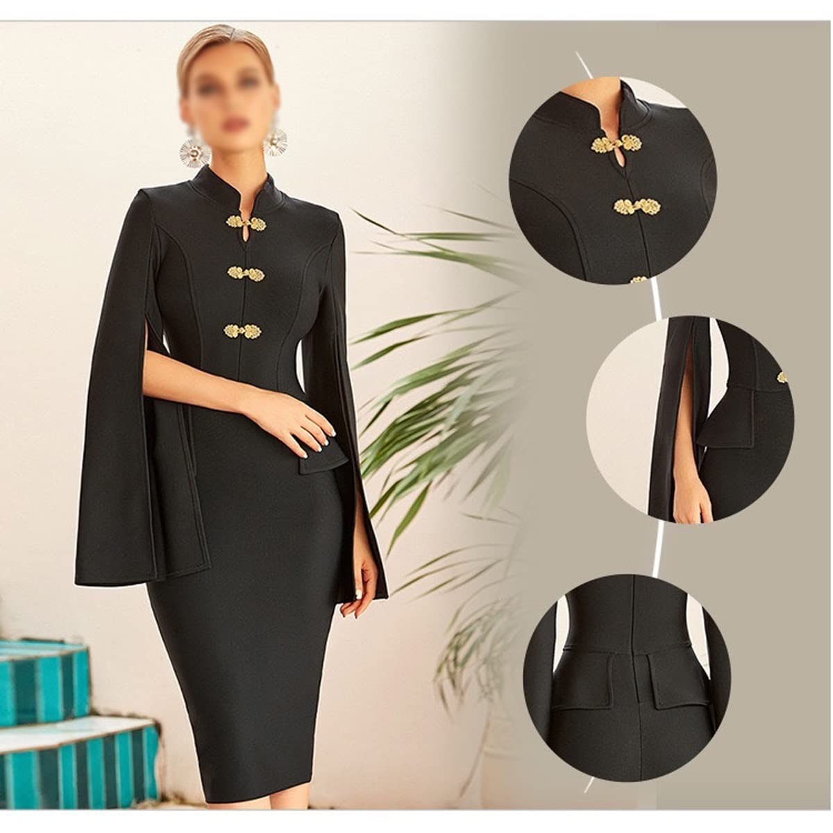 SEFAX Women's Black Bandage Dress Long Sleeve Bodycon Party Club Dress - Winter Formal Evening Gown for Night Out, Date Night & Holiday Events (Small)