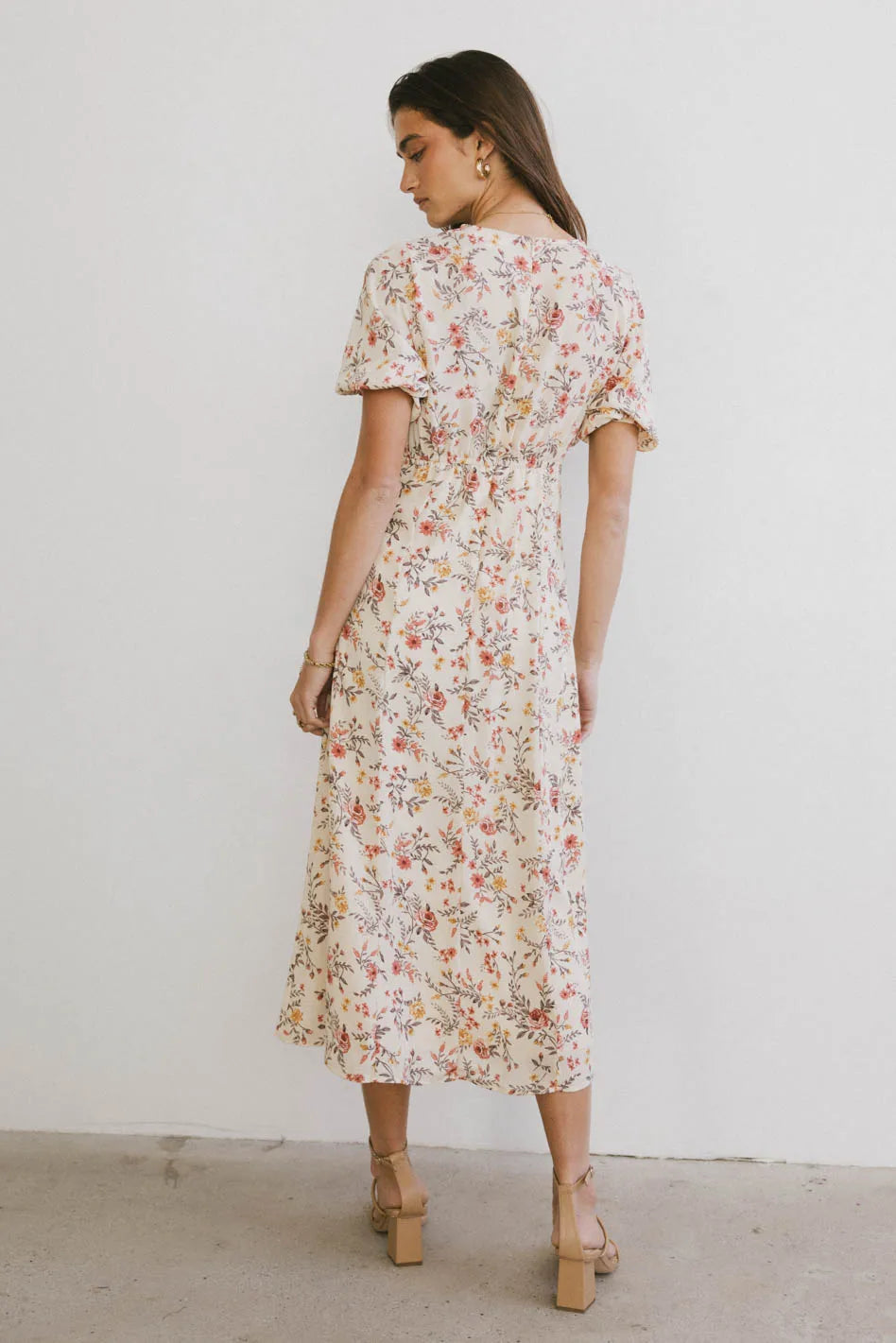 Ainsley Floral Midi Dress for Women - Summer Boho Flowy Dress with Short Sleeves - Perfect for Beach Vacations, Date Nights & Outdoor Parties