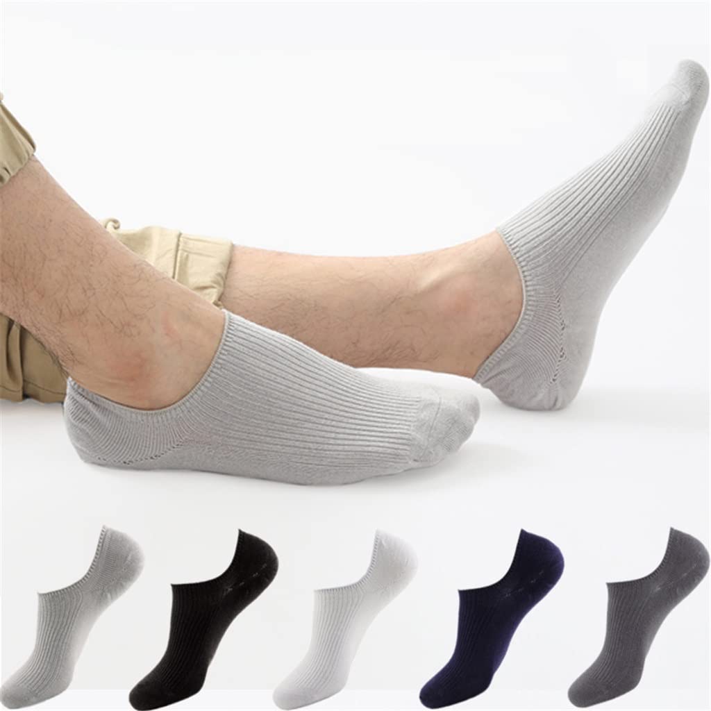 Breathable Anti-Slip No-Show Socks for Men - 5 Pairs Pack of Invisible Boat Socks | Comfortable Cotton Summer Socks for Casual Wear, Sports & Outdoor Activities