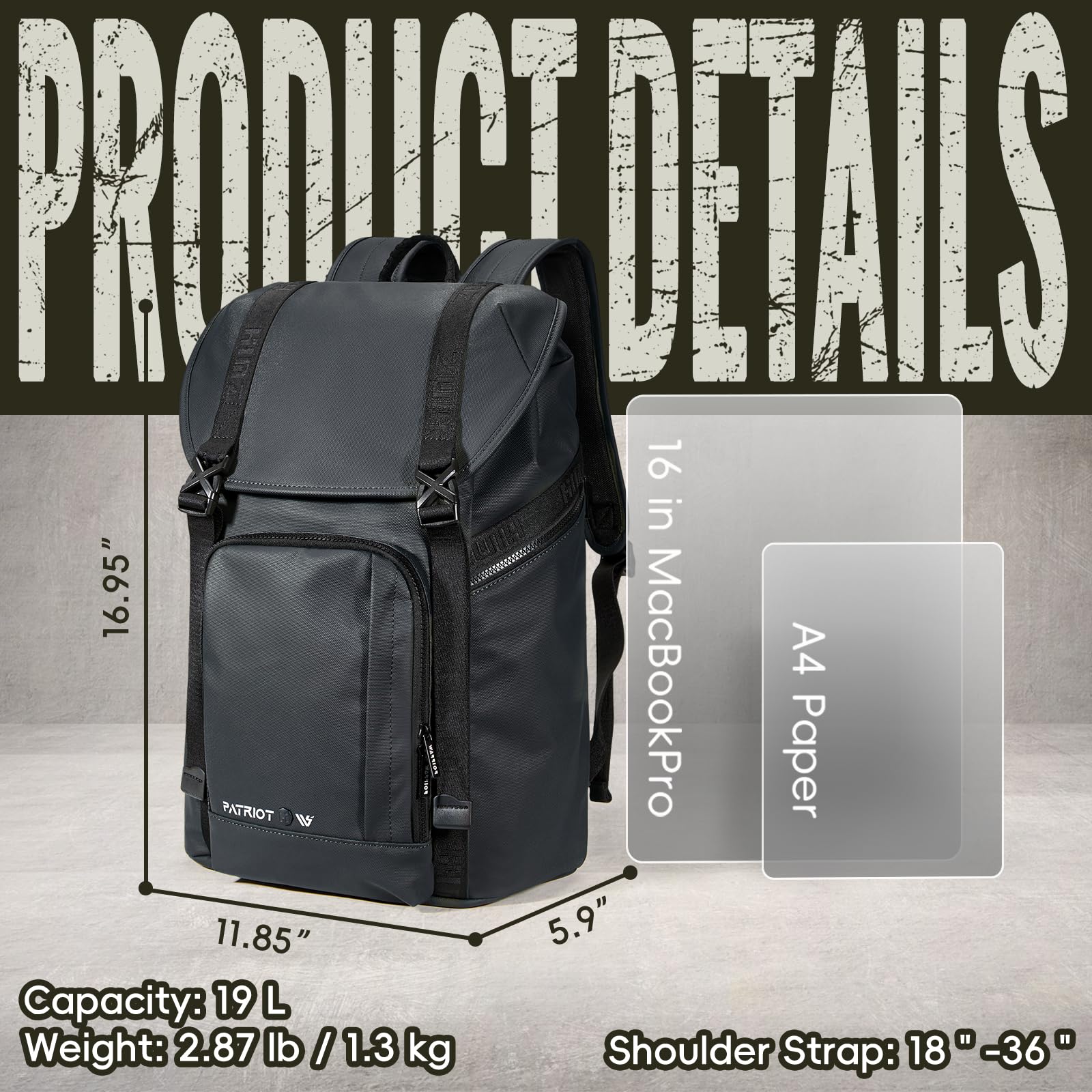 Men's Black Heavy Duty Laptop Backpack for Work & Travel - Water Resistant 16-Inch Computer Backpack - Durable Daypack for College, Office & Commuting - Perfect for Business Professionals & Students