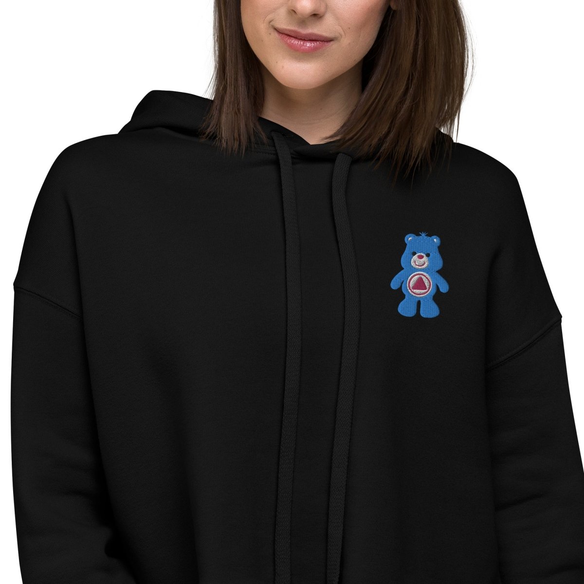 Serenity Cub Embroidered Women's Cropped Hoodie - Soft Pullover Sweatshirt for Casual Wear, Gym & Street Style Fashion