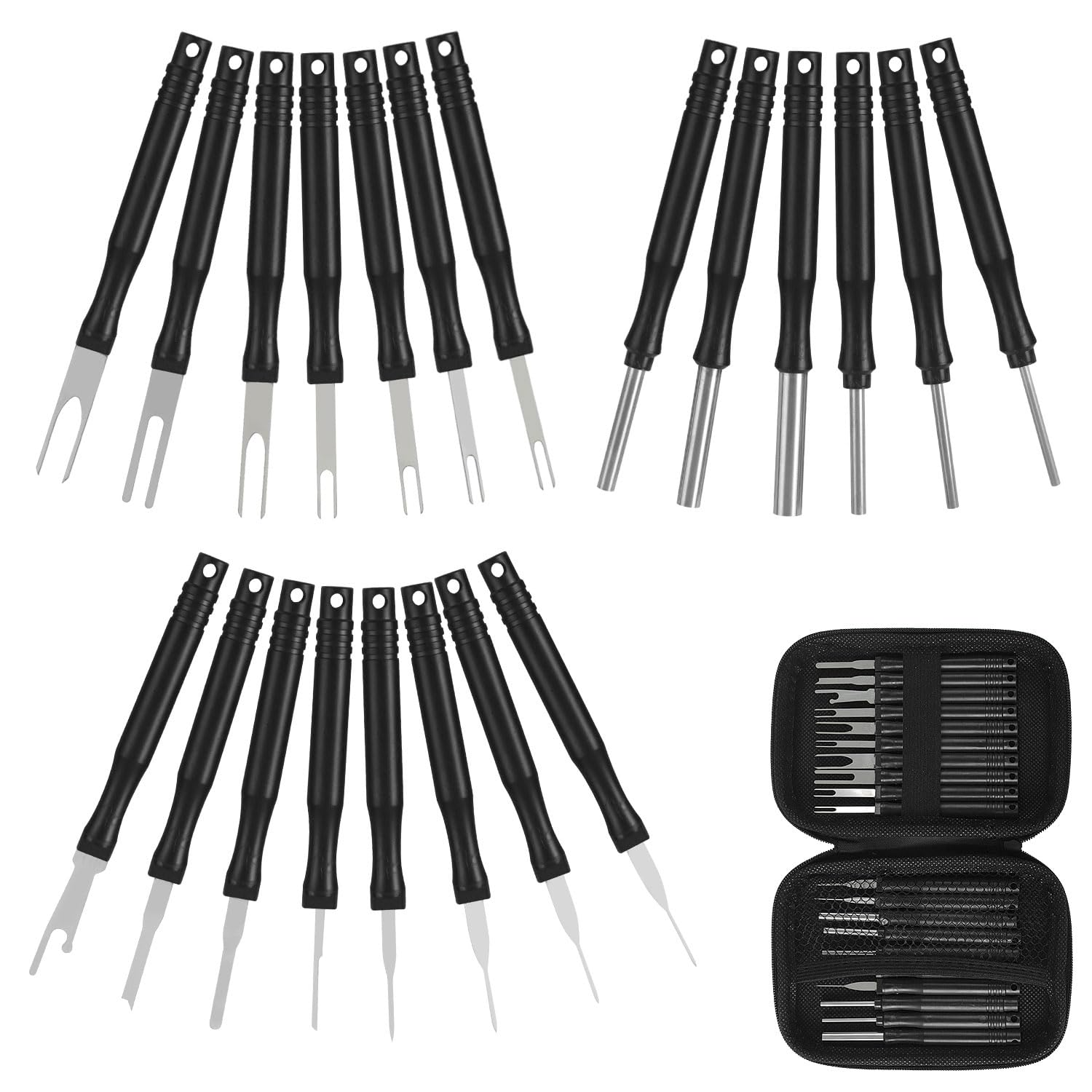 21Pcs Black Automotive & Household Wire Terminal Removal Tool Kit - Upgraded Electrical Pin Release Tool for Wiring Projects | Car Repair & DIY Home Electrical Work